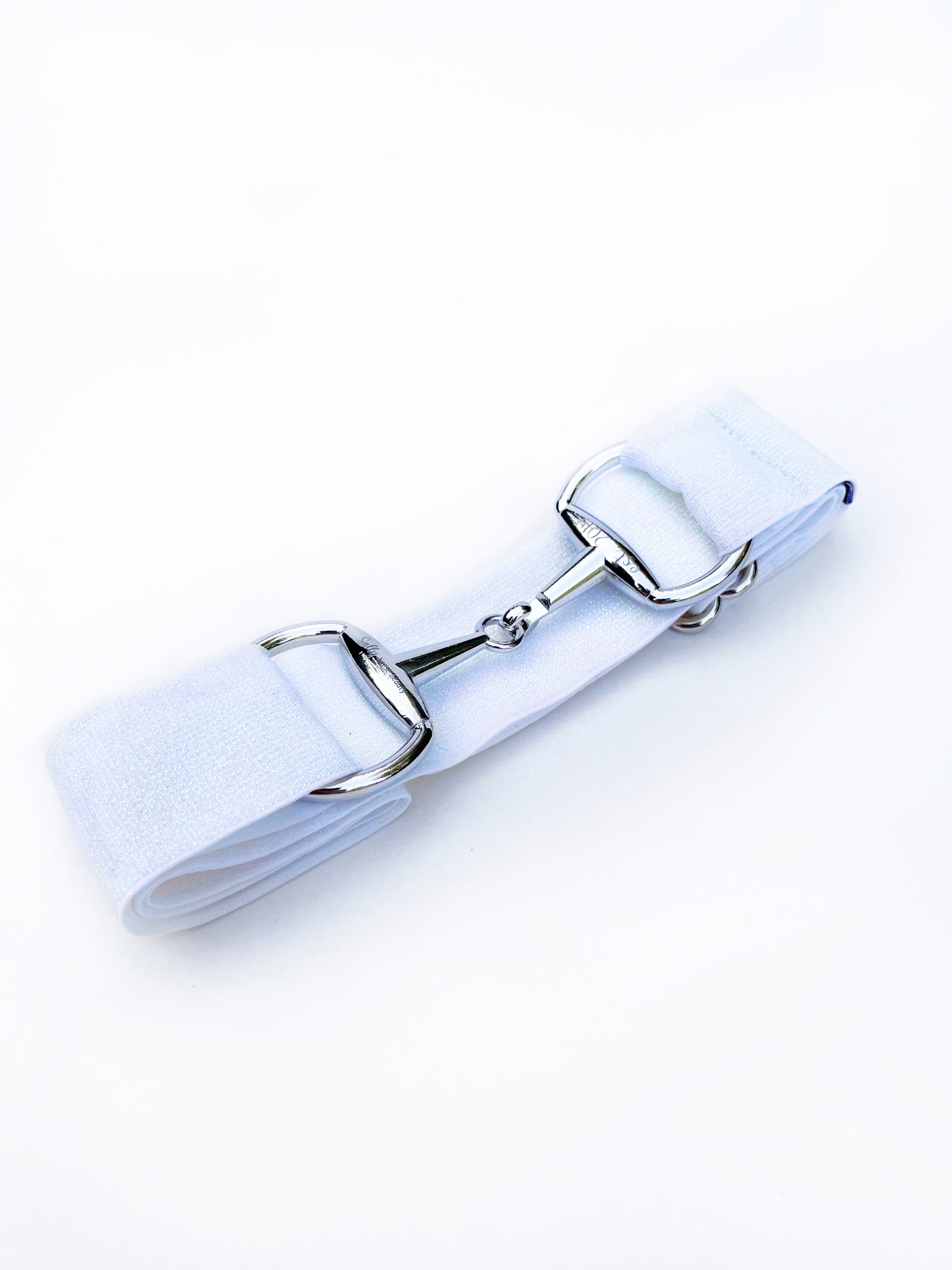 White glitter elastic waist belt