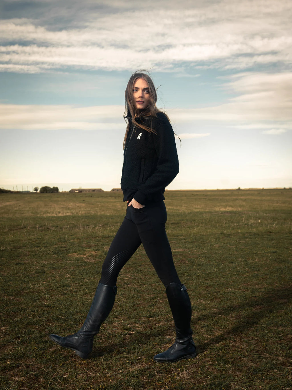 Sally Teliszilikonos Őszi/Téli Lovagló Leggings-Fekete