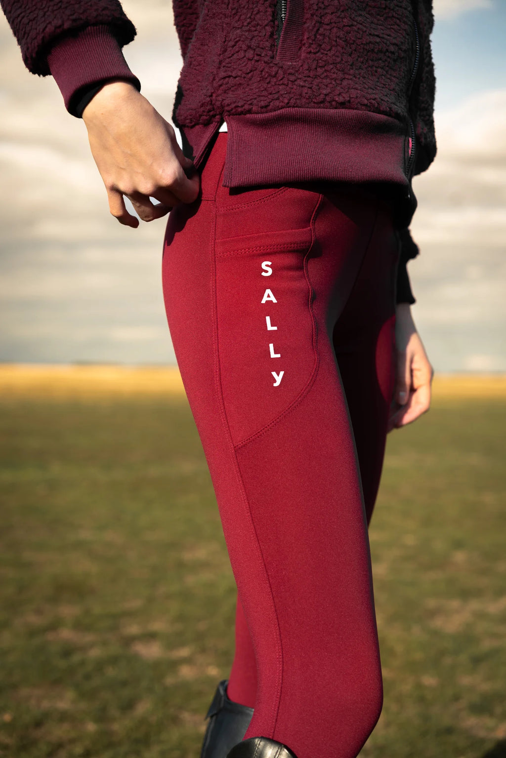 Sally Teliszilikonos Őszi/Téli Lovagló Leggings-Frozen Wine