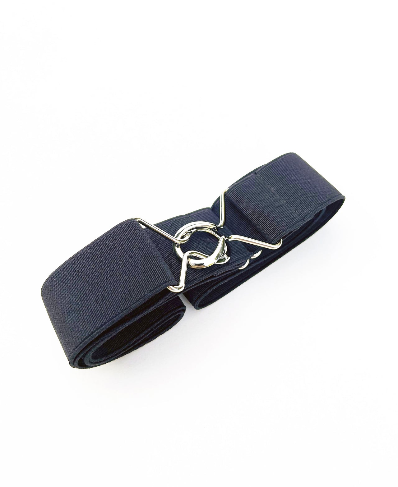 Black horse shoe buckle elastic belt